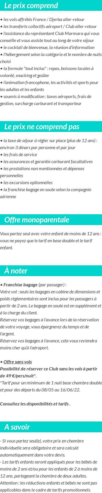 Conditions tarifaires