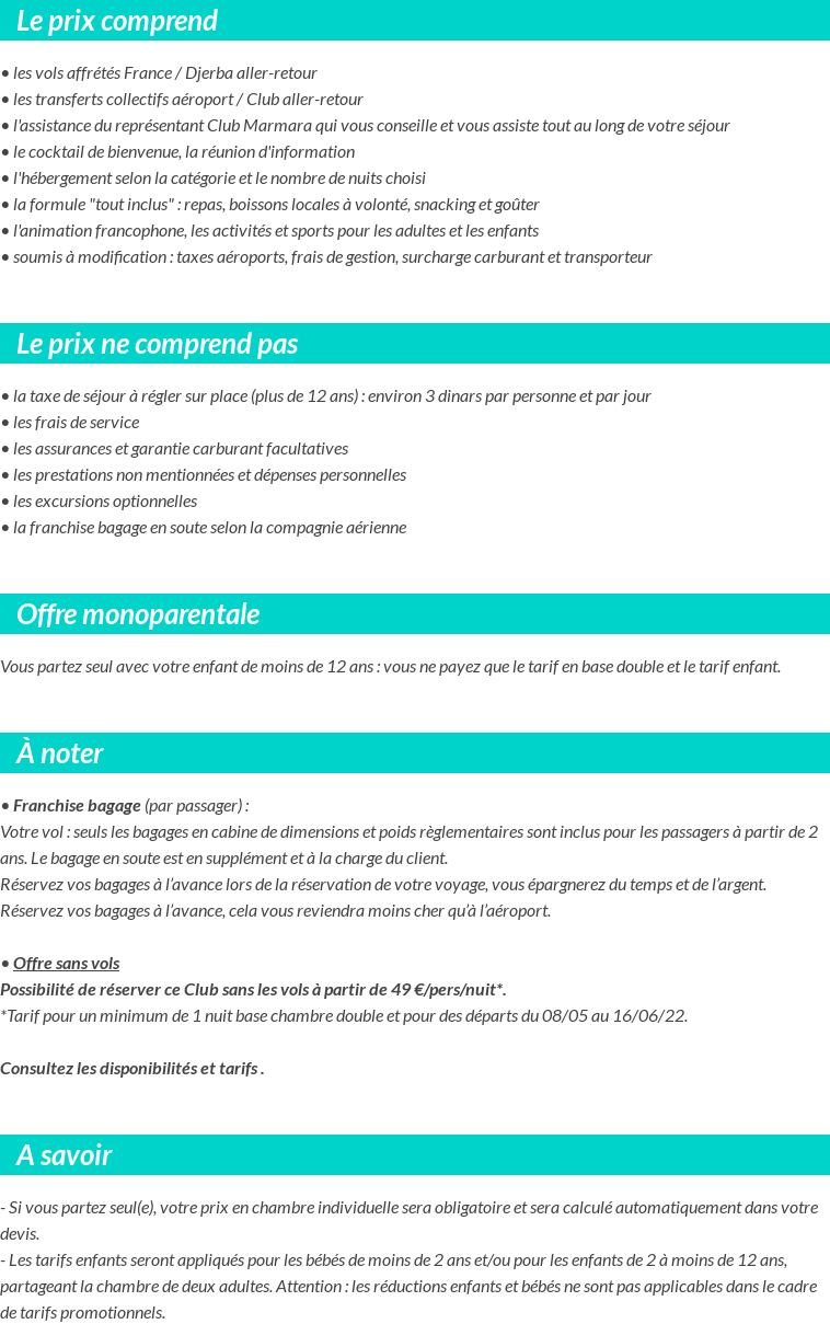 Conditions tarifaires