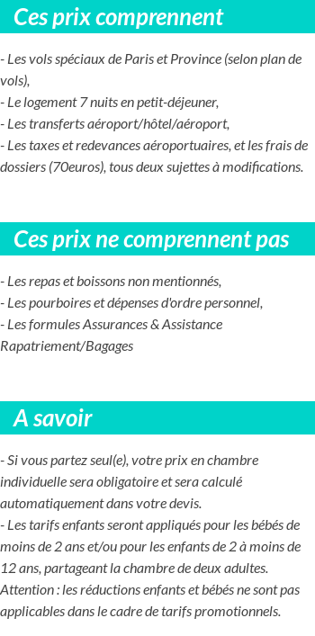 Conditions tarifaires