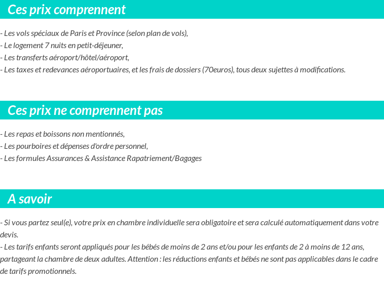 Conditions tarifaires