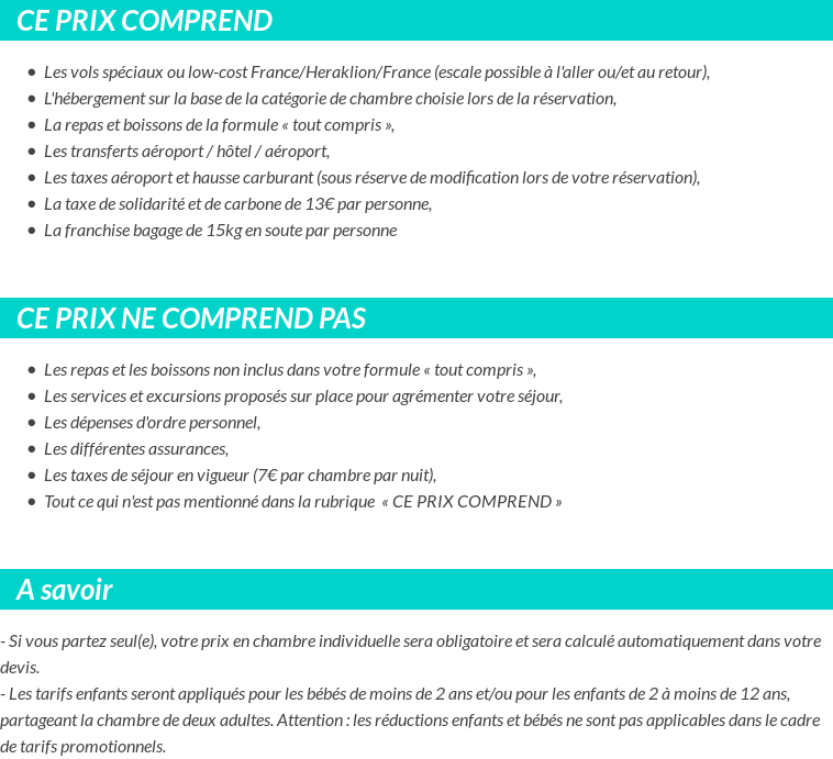 Conditions tarifaires