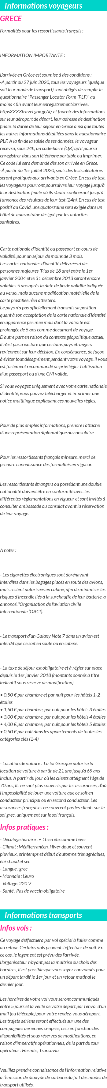 Formalités et infos voyageurs