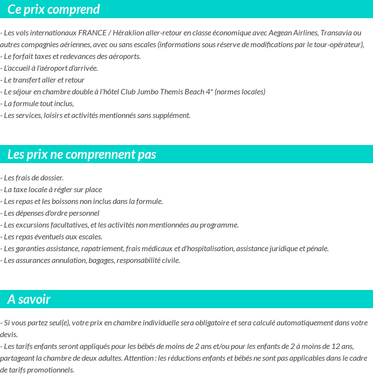 Conditions tarifaires