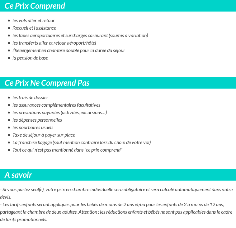 Conditions tarifaires