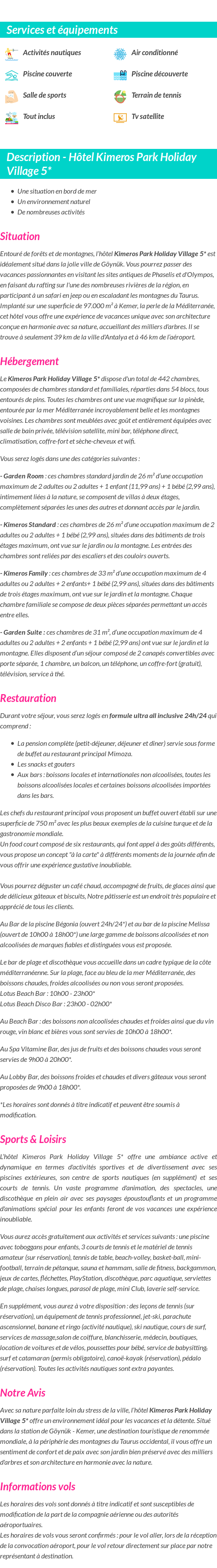Détails du séjour