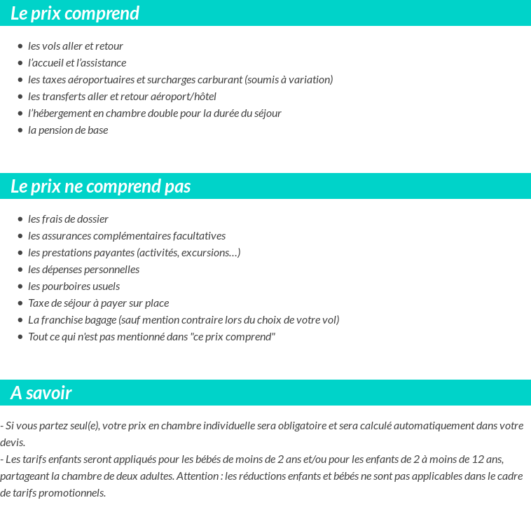 Conditions tarifaires