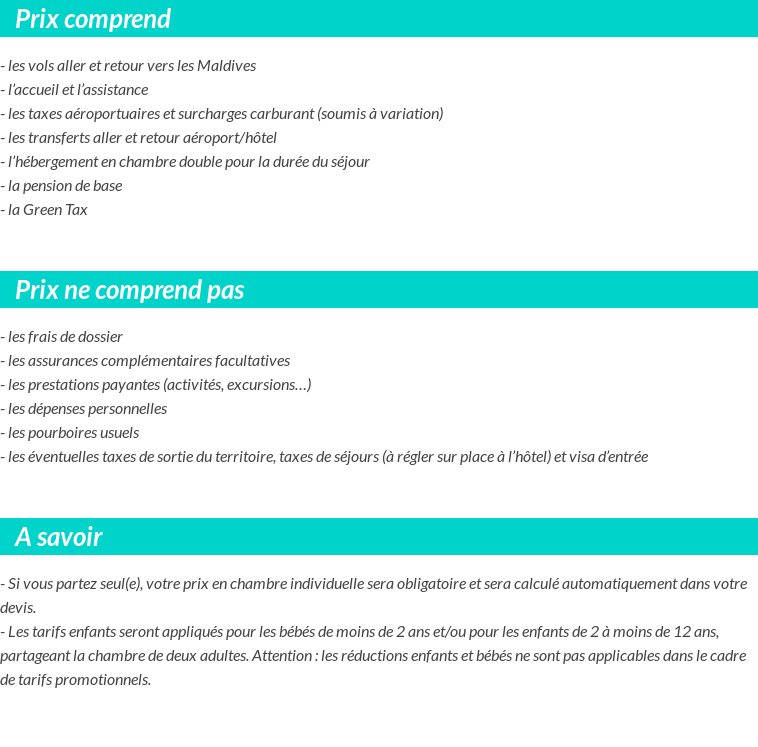Conditions tarifaires