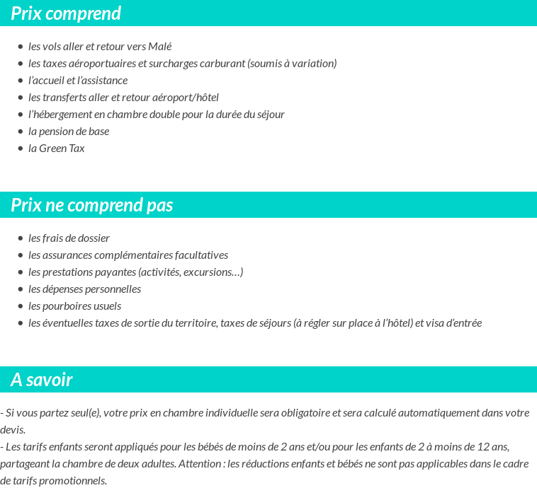 Conditions tarifaires