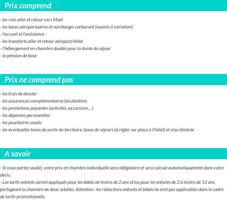 Conditions tarifaires
