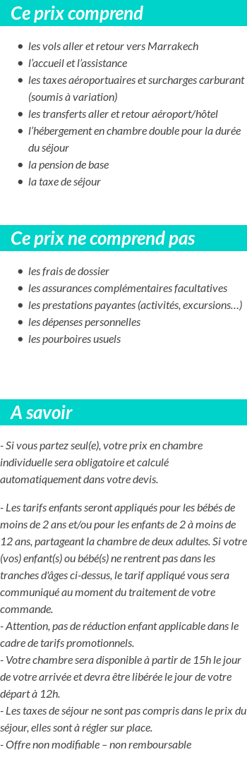Conditions tarifaires
