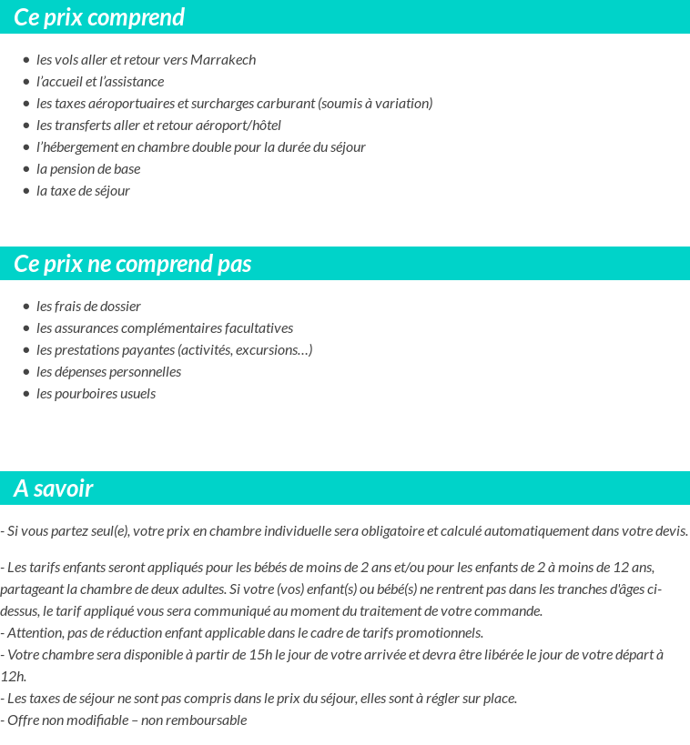 Conditions tarifaires
