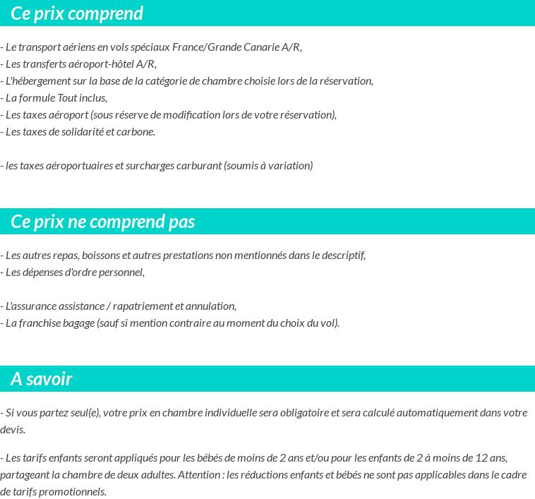 Conditions tarifaires