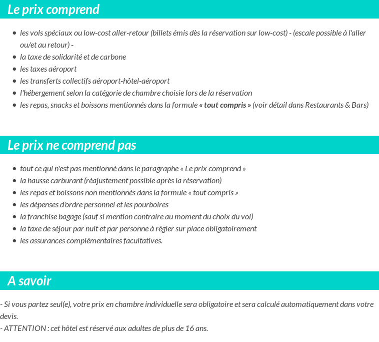 Conditions tarifaires