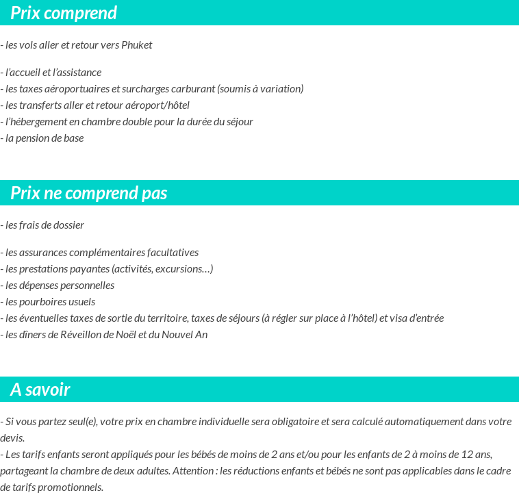Conditions tarifaires