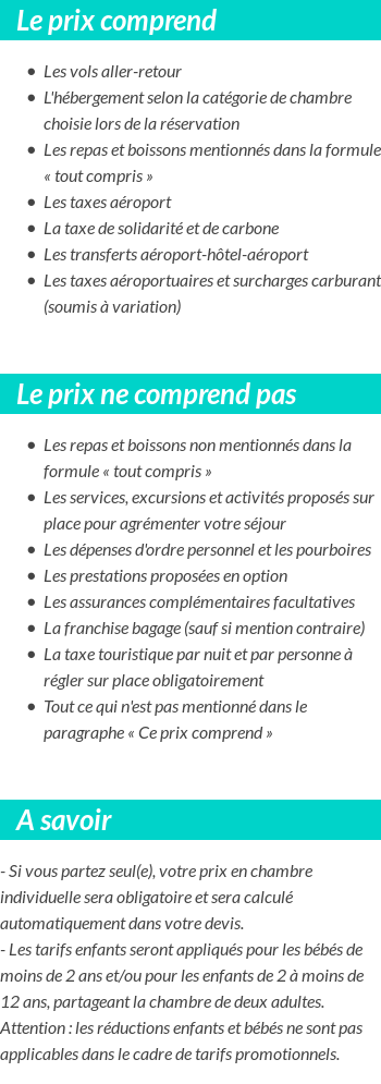 Conditions tarifaires