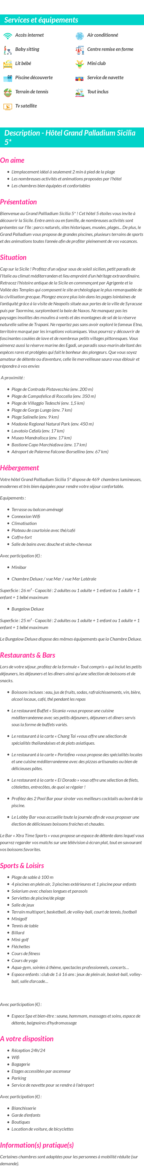 Détails du séjour