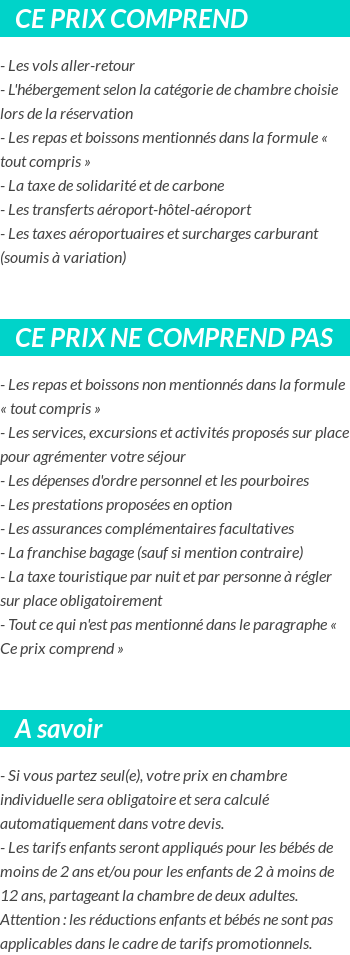 Conditions tarifaires