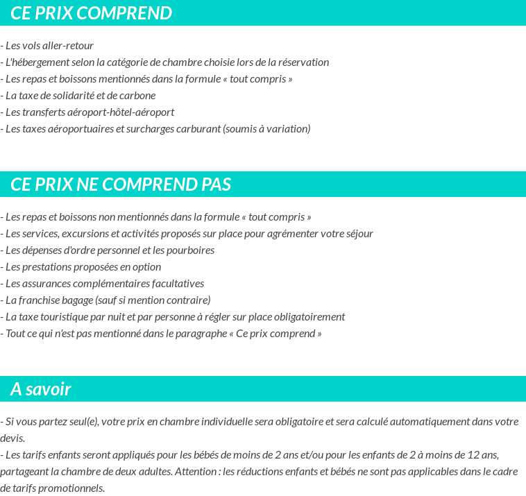Conditions tarifaires