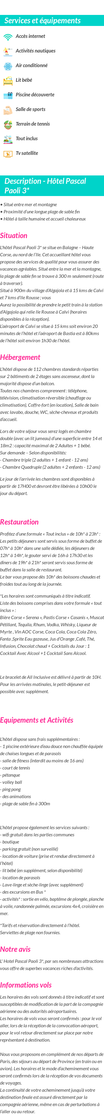 Détails du séjour
