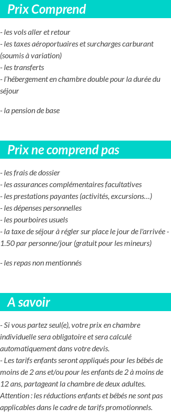Conditions tarifaires