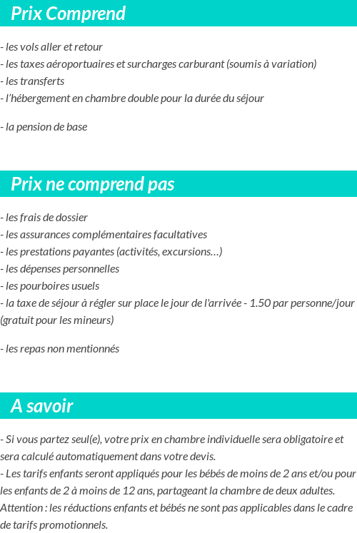 Conditions tarifaires
