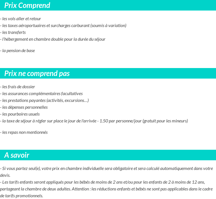 Conditions tarifaires