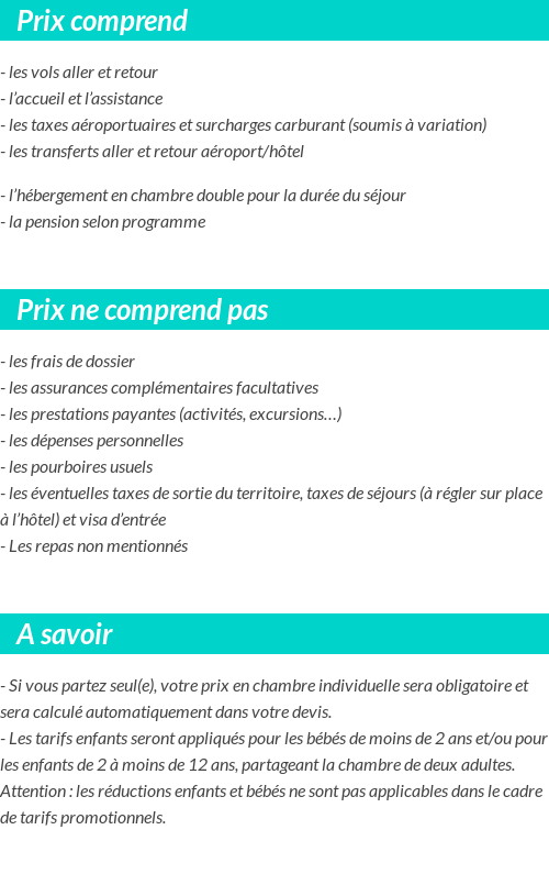 Conditions tarifaires