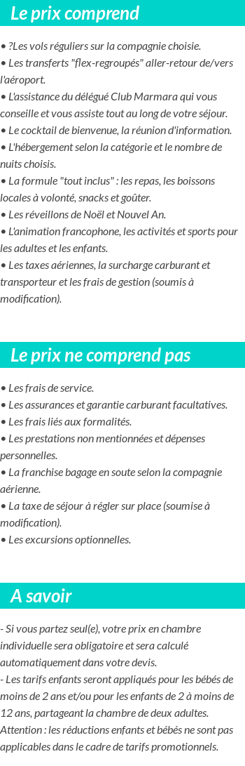 Conditions tarifaires