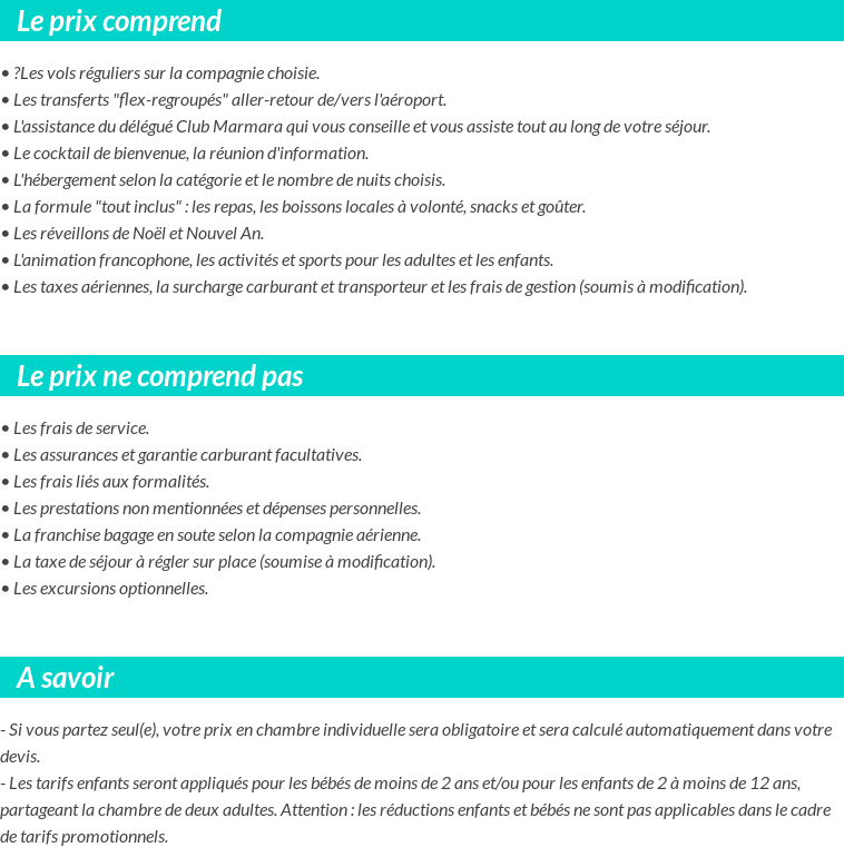Conditions tarifaires