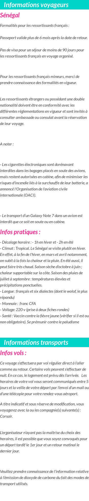 Formalités et infos voyageurs