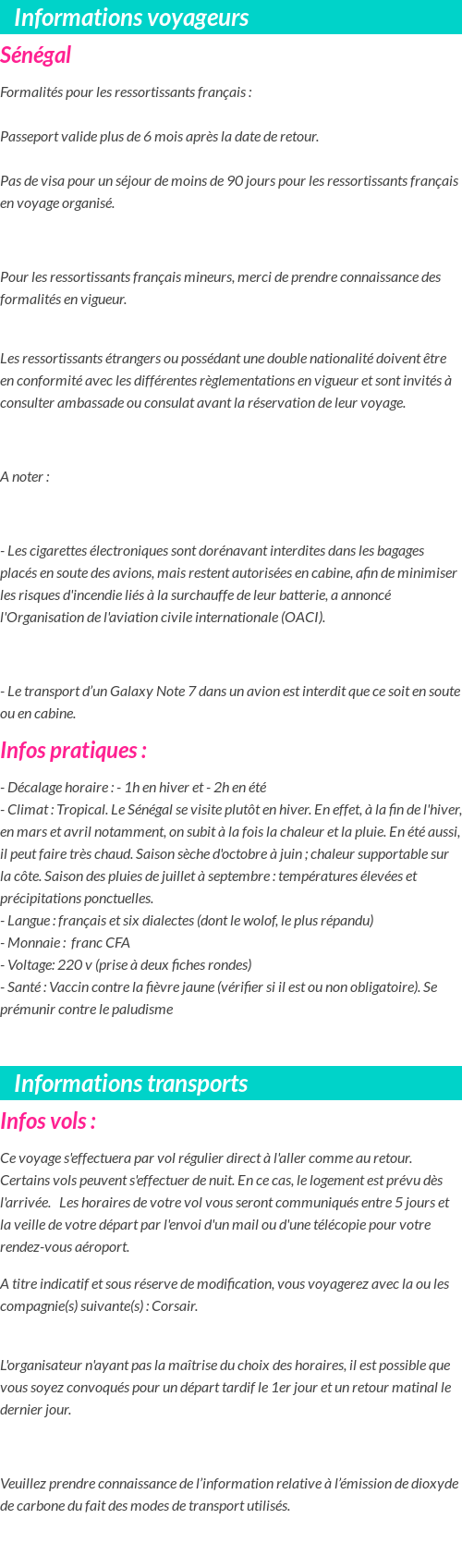 Formalités et infos voyageurs