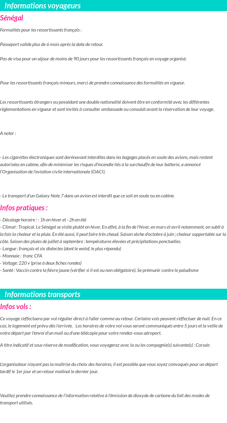 Formalités et infos voyageurs