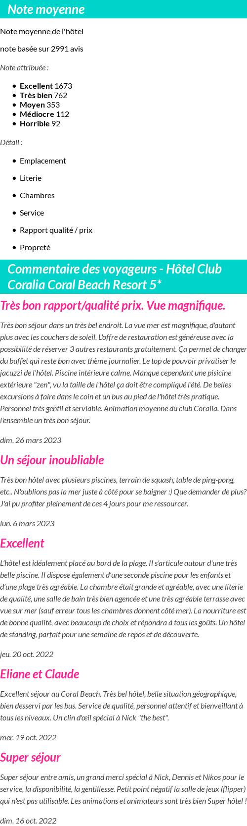 Avis clients