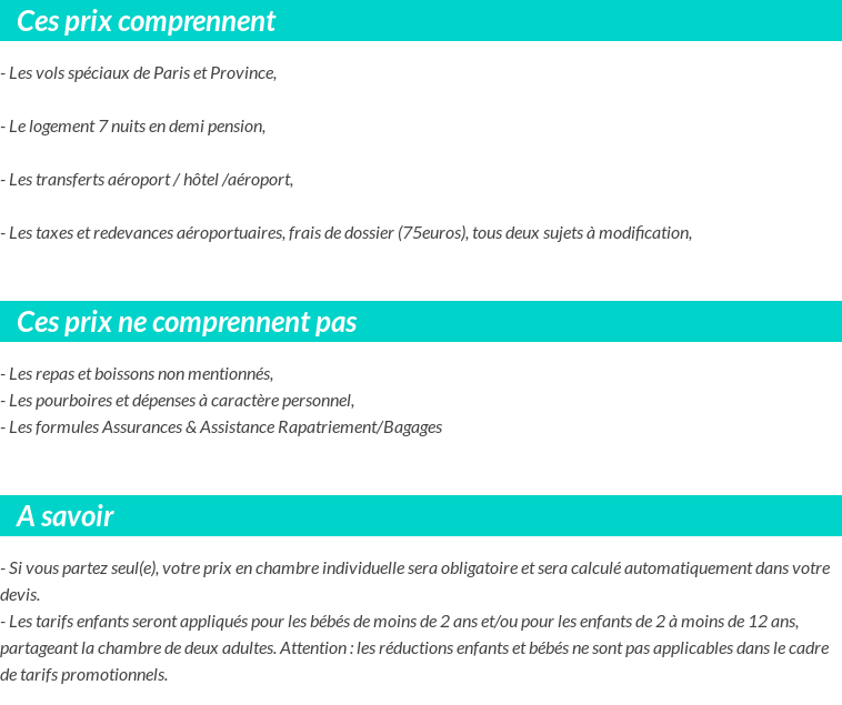Conditions tarifaires
