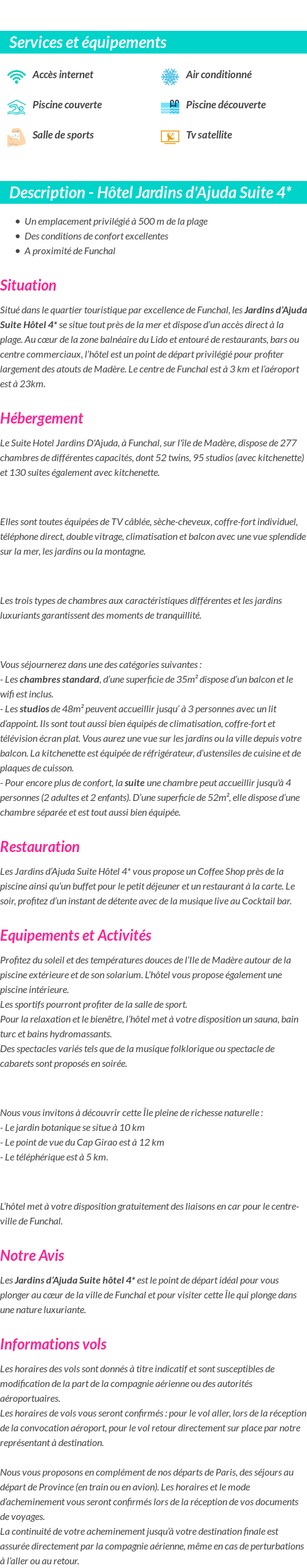 Détails du séjour