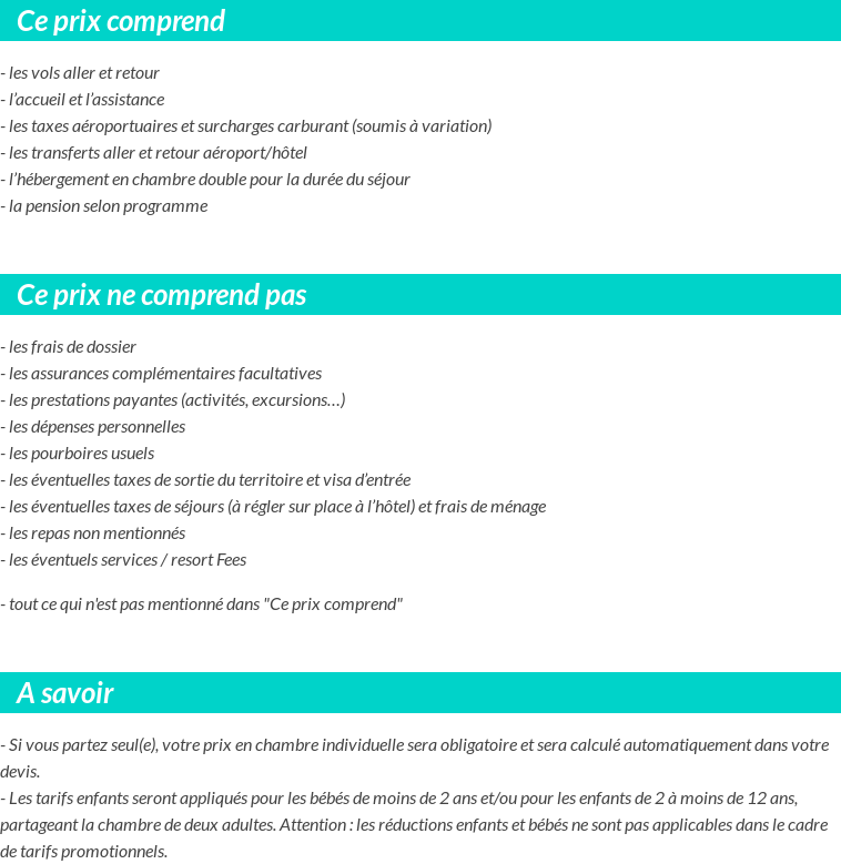 Conditions tarifaires
