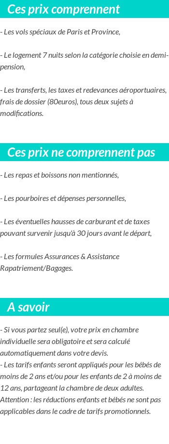 Conditions tarifaires