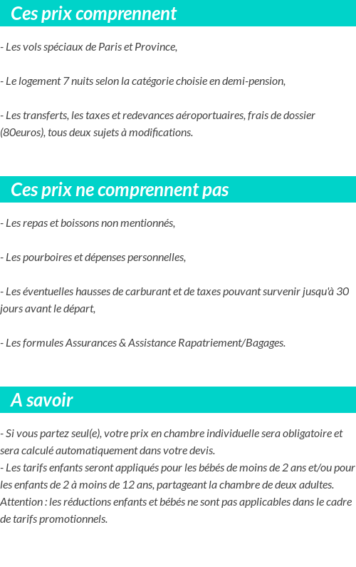Conditions tarifaires