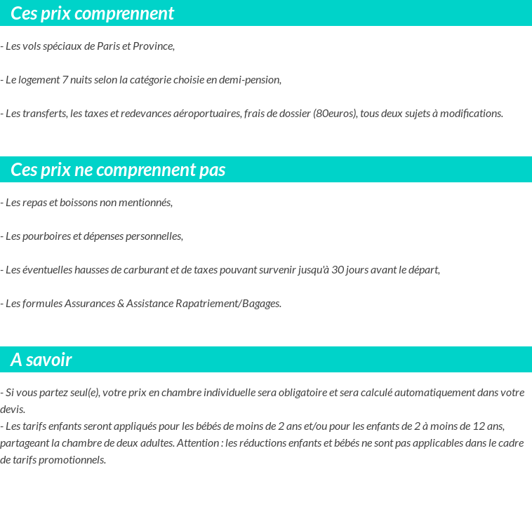 Conditions tarifaires