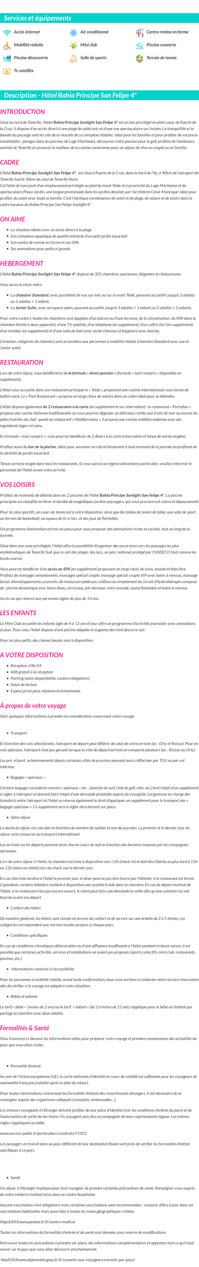 Détails du séjour