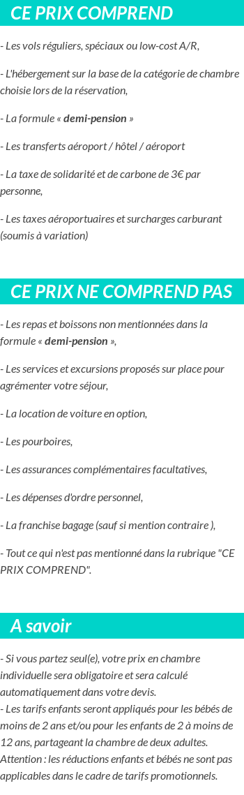 Conditions tarifaires