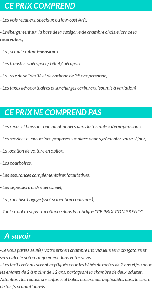 Conditions tarifaires