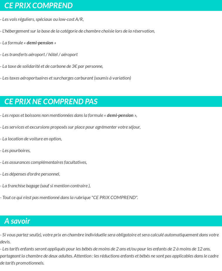 Conditions tarifaires