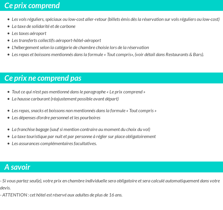 Conditions tarifaires