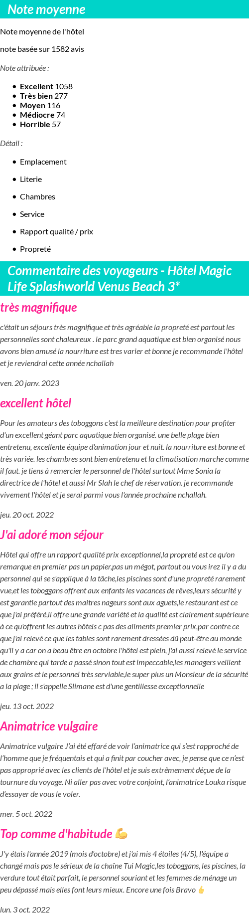 Avis clients