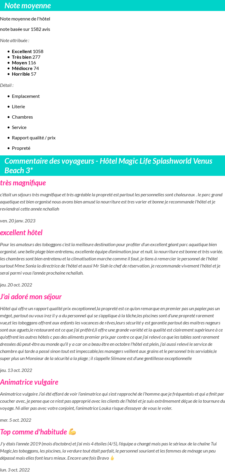 Avis clients
