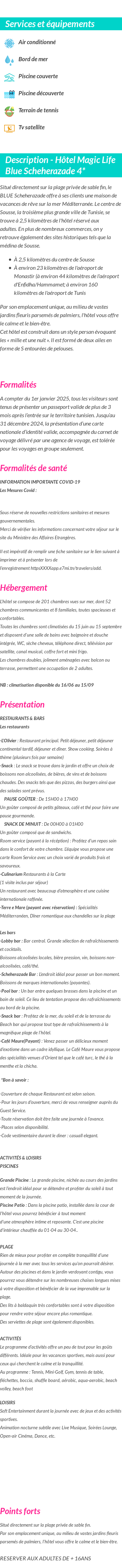 Détails du séjour