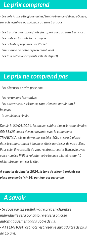 Conditions tarifaires