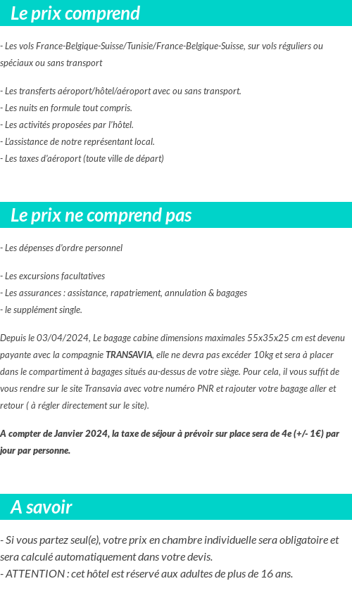 Conditions tarifaires