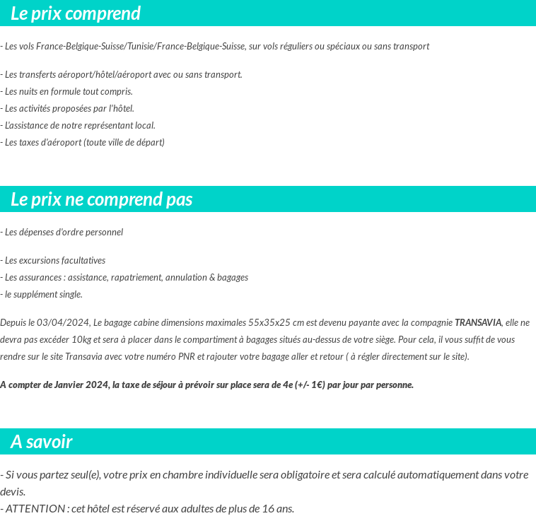 Conditions tarifaires